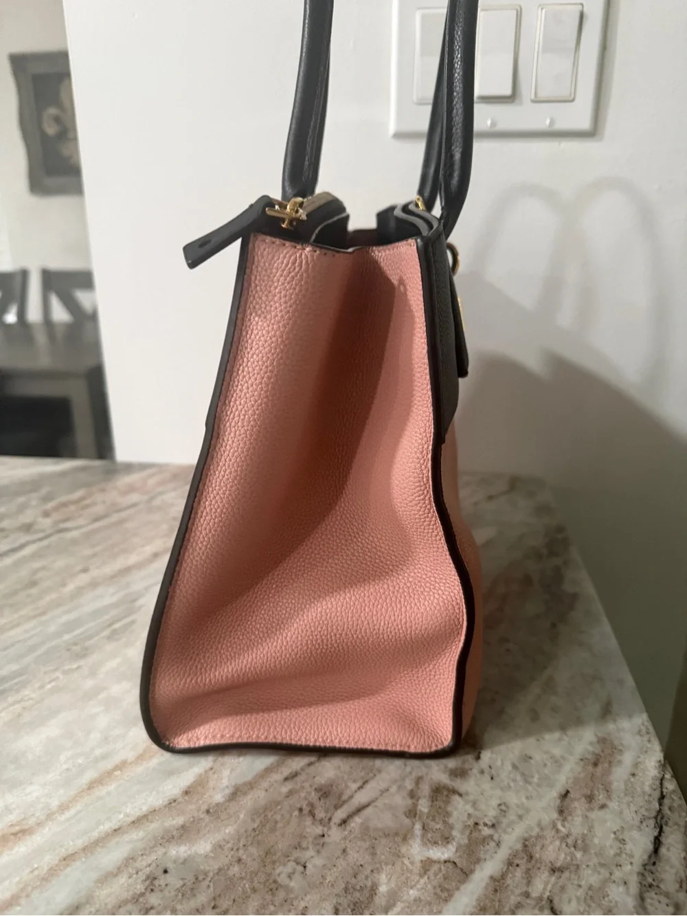 Louis Vuitton Black and Blush Two-Tone Satchel with Gold Hardware